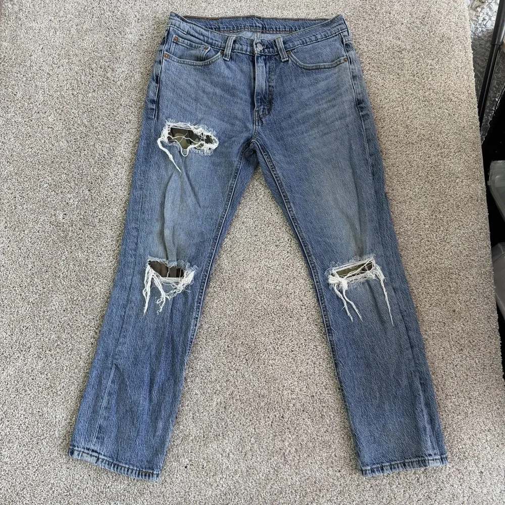 Levis 541 Jeans Mens 32x30 Medium Wash Blue Denim Athletic Tapered Distressed